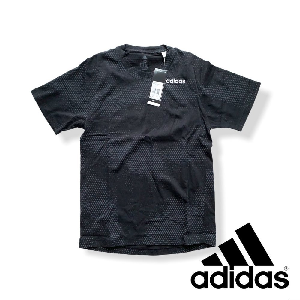 adidas Men's FreeLift Graphic Tech Cotton Short Sleeve Tee, XS, Black/Grey - Picture 1 of 9